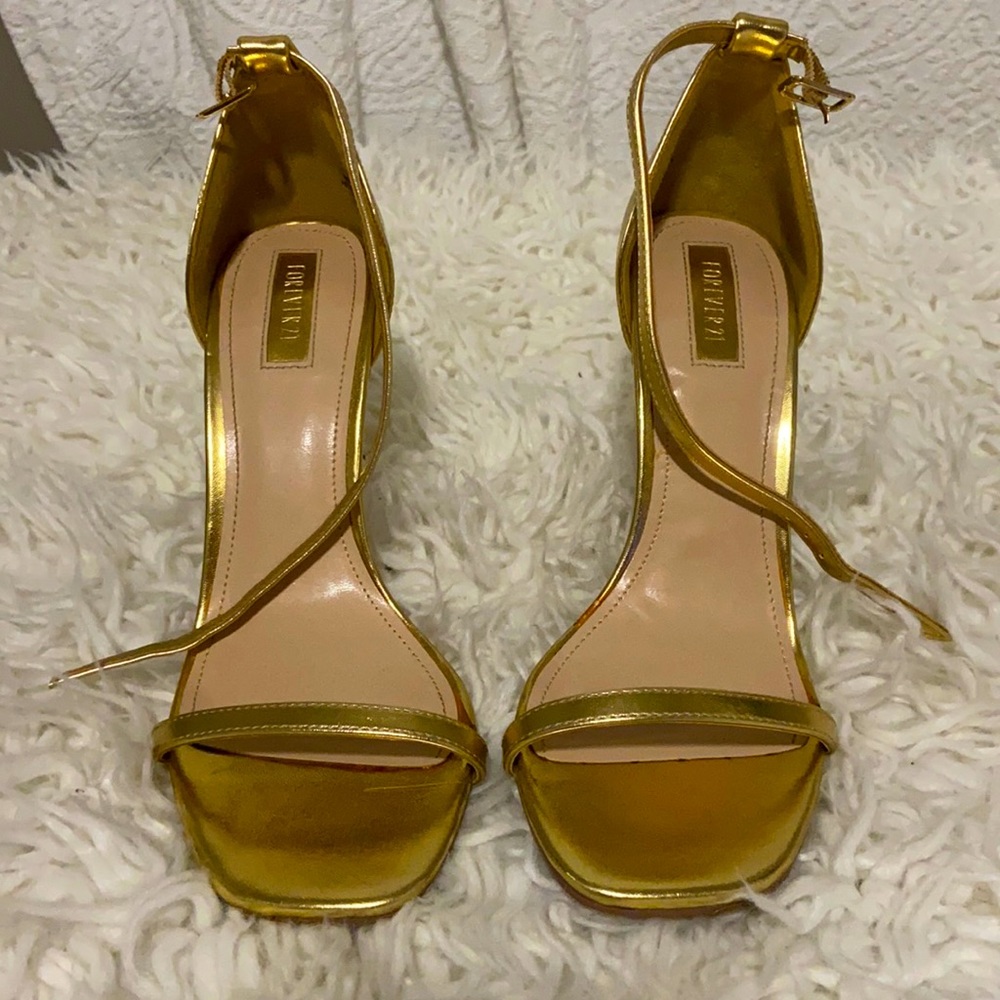 Forever21 Gold Strappy Heels